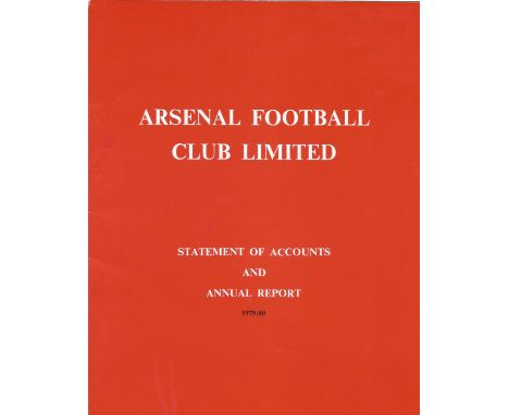 Football Arsenal Football Club Limited statement of Accounts and Annual Report booklet for the year 1979/80. Good Condition. 