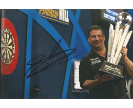 Darts Gary Anderson signed 12x8 colour photo pictured holding the World Championship trophy. Gary Anderson is a Scottish prof