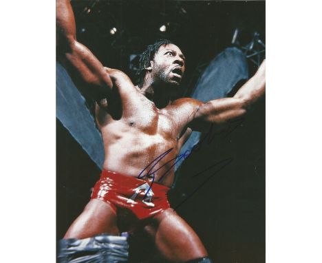 Wrestling Booker T signed 10x8 colour photo. Robert Booker Tio Huffman (born March 1, 1965), better known by his ring name Bo