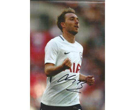 Christian Eriksen signed 12x8 colour photo pictured in action for Tottenham Hotspur. Good Condition. All autographs come with