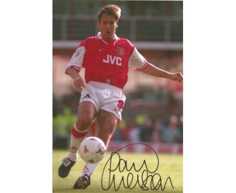 Paul Merson signed 12x8 colour photo pictured in action for Arsenal. Good Condition. All autographs come with a Certificate o