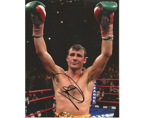 Boxing Joe Calzaghe signed 10x8 colour photo. Welsh former professional boxer who competed from 1993 to 2008. He held world c