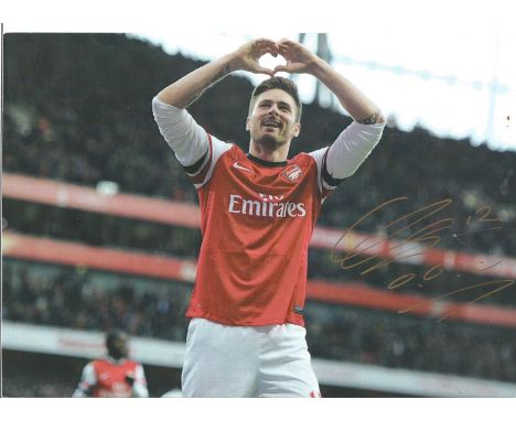 Olivier Giroud signed 12x8 colour photo pictured while playing for Arsenal. Good Condition. All autographs come with a Certif