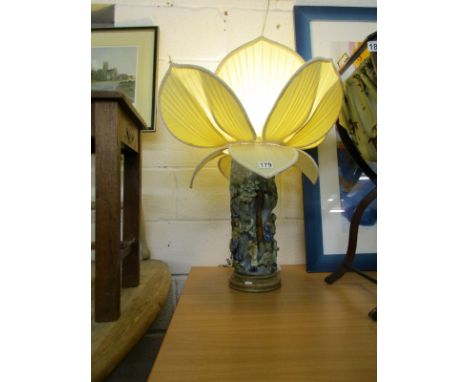 Mandarin wig stand converted into a lamp with shade