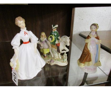 2 Royal Worcester figurines & another
