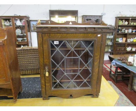 Oak & leaded light wall rack