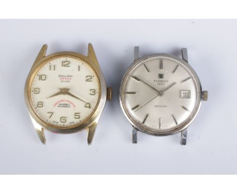 Vintage Tissot "Seastar" and Rouan "De Luxe" watch heads, both running.  Watch diameter both 35mm.