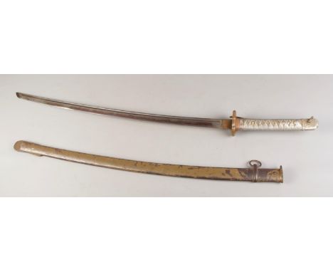An Imperial Japanese early WWII Type 95 NCO's Shin Gunto sword, polished aluminium hilt, the blade numbered 77088 with a matc
