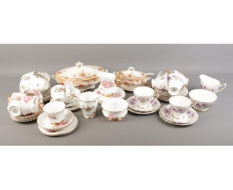 A box of assorted ceramic part tea services. To include Royal Imperial, Royal Standard Imperial and Edwardian pottery.