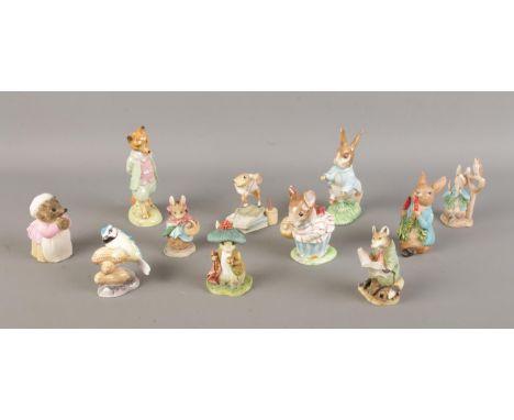 A collection of mainly Beatrix Potter ceramic and resin figures. Including Peter Rabbit, Jeremy Fisher, Foxy Distinguished Ge