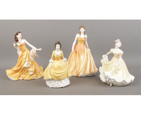 Four Royal Doulton ceramic figurines from the 'Pretty Ladies' collection. Rebecca HN4768, Thank You HN5099, Ninette HN4717 an