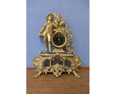 A 19th Century French gilt metal mantel clock 