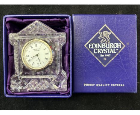 Edinburgh crystal small mantle clock with box 