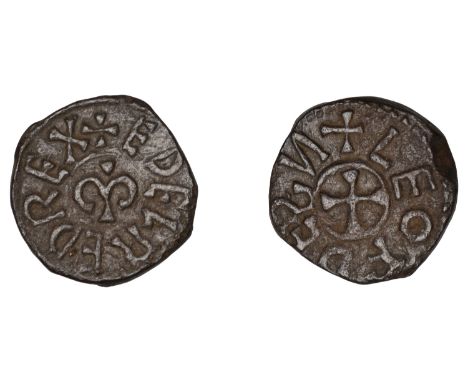 Kings of Northumbria, Æthelred II (c. 841-9), First reign, Styca, Leofthegn, edelred rex, uncial m, rev. leofdesn, small cros