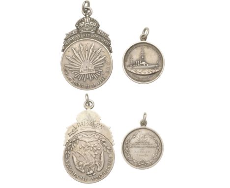 AUSTRALIA, Victory of HMAS Sydney over SMS Emden, 1914, a silver medal, signed AW, rev. named (A. Rumley, Stoker), 32mm; a Me