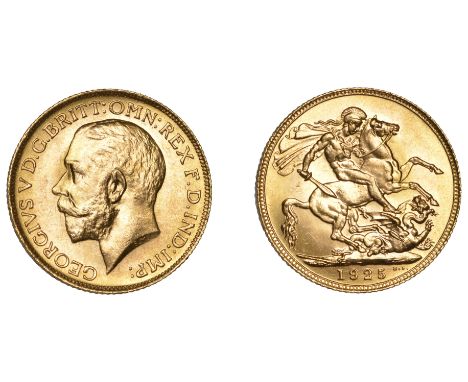 George V (1910-1936), Sovereign, 1925 (M 220; S 3996). Some scuffing, otherwise extremely fine or better [slabbed NGC MS 65] 