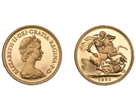 Elizabeth II (1952-2022), Sterling issues, Proof Sovereign, 1982 (M 313A; S SC1). Brilliant, as struck; in case of issue £300