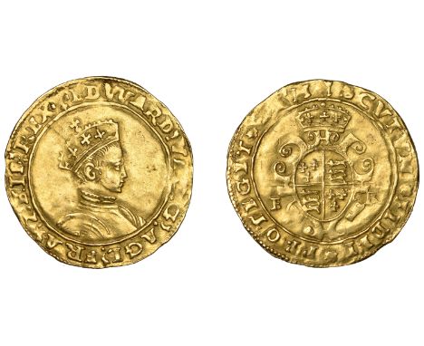 Edward VI (1547-1553), Second period, Half-Sovereign, Tower I, mm. arrow, crowned bust with plain breastplate, 5.28g/10h (Ste