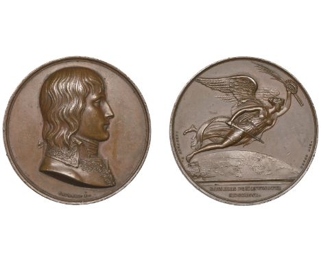 FRANCE, Battle of Montenotte, 1796, a copper medal by R. Gayrard and R. Jeuffroy, uniformed bust of Napoleon right, rev. Vict