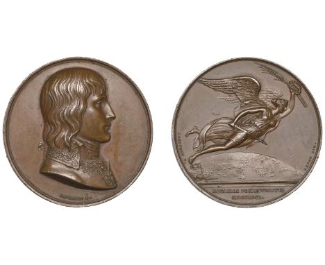 FRANCE, Battle of Montenotte, 1796, a copper medal by R. Gayrard and R. Jeuffroy, uniformed bust of Napoleon right, rev. Vict