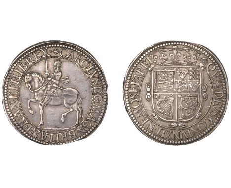 Charles I (1625-1649), Third coinage, Briot’s issue, Thirty Shillings, mm. flower and b on obv., thistle and b on rev., 14.80