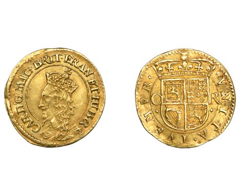 Charles I (1625-1649), Third coinage, Briot’s issue, gold Eighth-Unit or Halfcrown, b below bust, 1.23g/7h (Bull 4; B 8, fig.