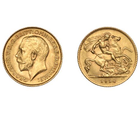 George V (1910-1936), Half-Sovereign, 1914 (M 529; S 4006). About extremely fine £150-£180