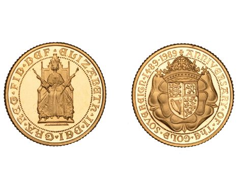 Elizabeth II (1952-2022), Sterling issues, Proof Half-Sovereign, 1989, Sovereign Anniversary (M 544H; S SB3). Brilliant, as s