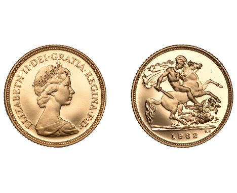Elizabeth II (1952-2022), Sterling issues, Proof Half-Sovereign, 1982 (M 544A; S SB1). Brilliant, as struck; in case of issue