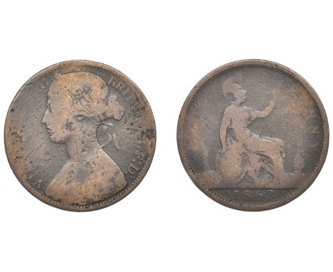 Victoria (1837-1901), Penny, 1862, dies Jg, b of britt over r (Gouby H; F -; BMC -; S 3954). Only fair but extremely rare £30