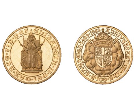 Elizabeth II (1952-2022), Sterling issues, Proof Sovereign, 1989, Sovereign Anniversary (M 313H; S SC3). Minor marks in field