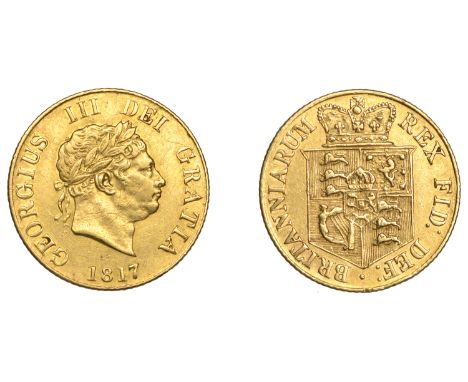 George III (1760-1820), New coinage, Half-Sovereign, 1817 (M 400; S 3786). Light scratches on obverse, otherwise very fine £2