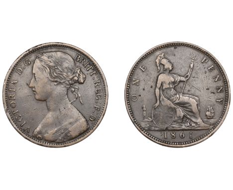 Victoria (1837-1901), Penny, 1861, dies Jf (Gouby M; Bamford 43; F 32; BMC 1645a; S 3954). Fine, extremely rare £300-£360