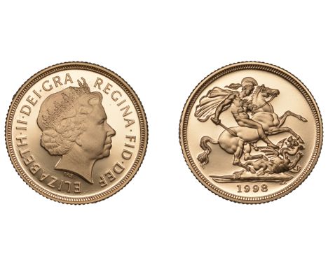Elizabeth II (1952-2022), Sterling issues, Proof Sovereign, 1998 (M 313Q; S SC4). Brilliant, as struck; in case of issue £300
