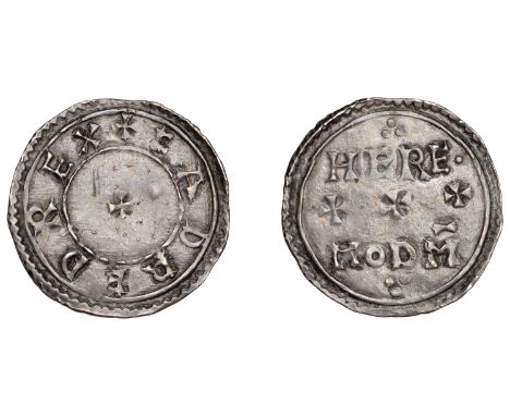 Eadred (946-955), Penny, Two Line type [HT 1], Heremod, eadred rex, small cross, rev. here mod m in two lines divided by thre