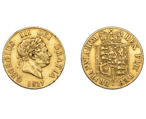 George III (1760-1820), New coinage, Half-Sovereign, 1817 (M 400; S 3786). Light scrapes on obverse, otherwise about very fin