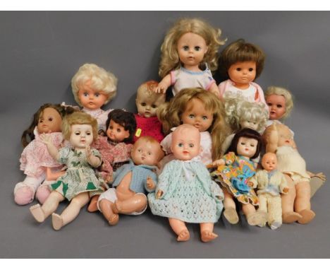 A quantity of 15 mixed dolls including Chiltern, Pedigree &amp; Rosebud