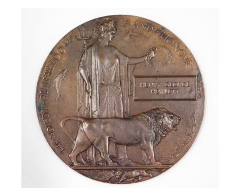 A bronze WW1 death plaque awarded to George Hewlett