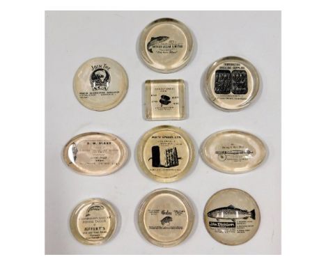 Ten vintage local West Country interest advertising ware paperweights