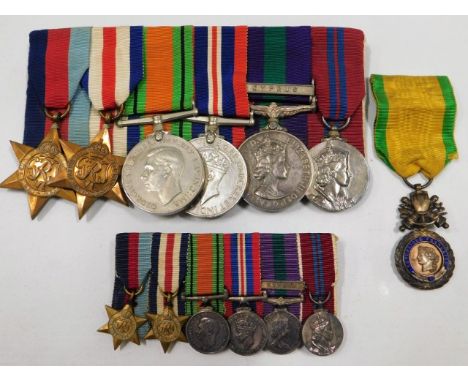 A WW2 medal set awarded to Major A.C.N. Medlen of the Royal Horse Guards including Cyrpus medal, miniatures &amp; French meda