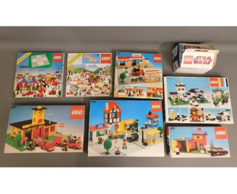 Eight vintage boxes of Lego, sets 374, 377, 368, 6506, 1589, 370, 300 &amp; 6304 with two boxes of loose &amp; a McDonalds bo