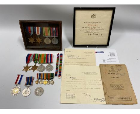 A WW2 medal set awarded to Sergeant C. J. Newton 6018485, 2nd Bn. The Essex Regiment, Oak Leaf &amp; letter confirming mentio