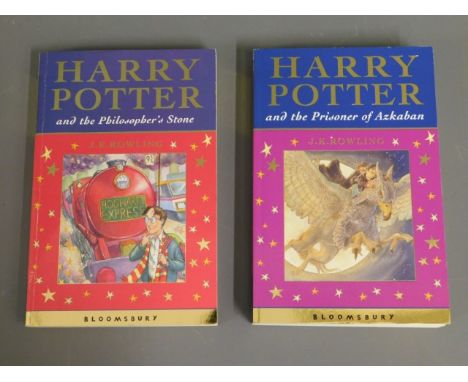 Book: J. K. Rowling - Harry Potter &amp; the Philosophers Stone, first edition, twinned with the Prisoner of Azkaban, first p