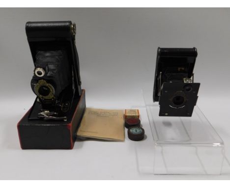 A No.2 Autographic Brownie camera &amp; case twinned with a 127 Kodak Eastman camera