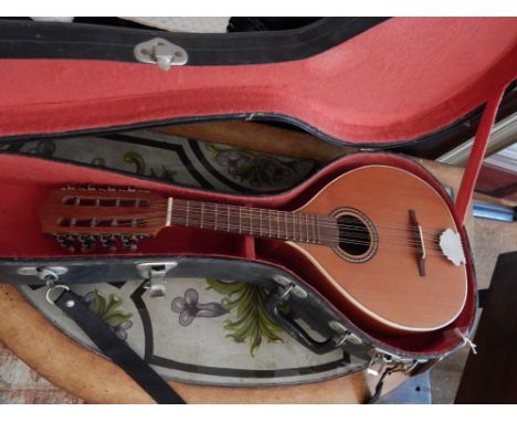 A 20th century mandolin, with spruce face and rosewood  fingerboard, in a hard case. 