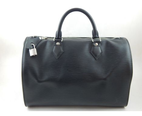 A Louis Vuitton black Epi leather speedy 35 handbag, together with LV dustbag.