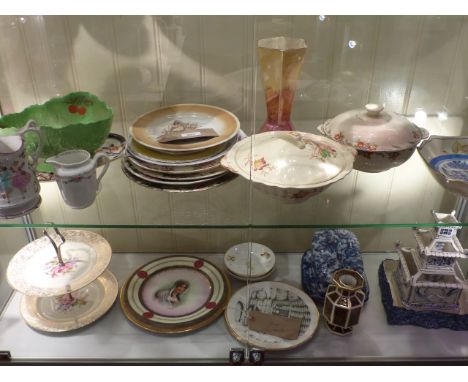 A collection of Victorian and later ceramics to include a Lasol ware cheese dish, Carltonware salad bowl and lustre jug. 