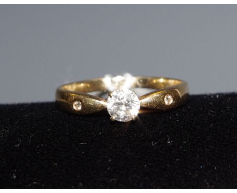 A lady's solitaire diamond ring 14K shank. 2.4g gross.