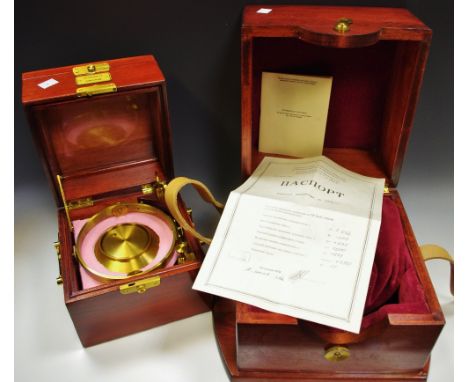 A Russian 3003M Poljot 6MX sea-chronometer, "Motherwatch", two mahogany cases and velvet cover, circa 1980's.