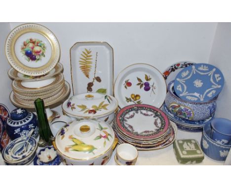 Ceramics &amp; glassware - Wedgwood Jasperware;  Royal Worcester Oven to Table ware;   Victorian flow blue plates;  Oriental 